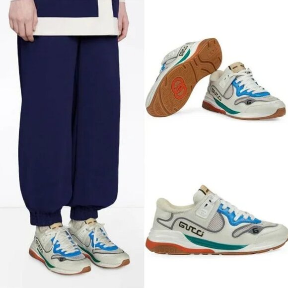 NIB Gucci Ultrapace Panelled Sneakers In White Size 6 - Picture 1 of 15